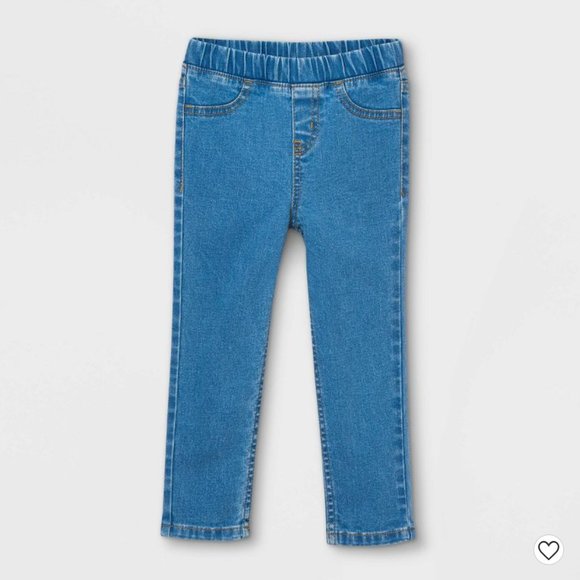 Toddler Girls' Mid-Rise Pull-On Skinny Denim Jegging Jeans- Light & Medium Wash - Picture 2 of 3